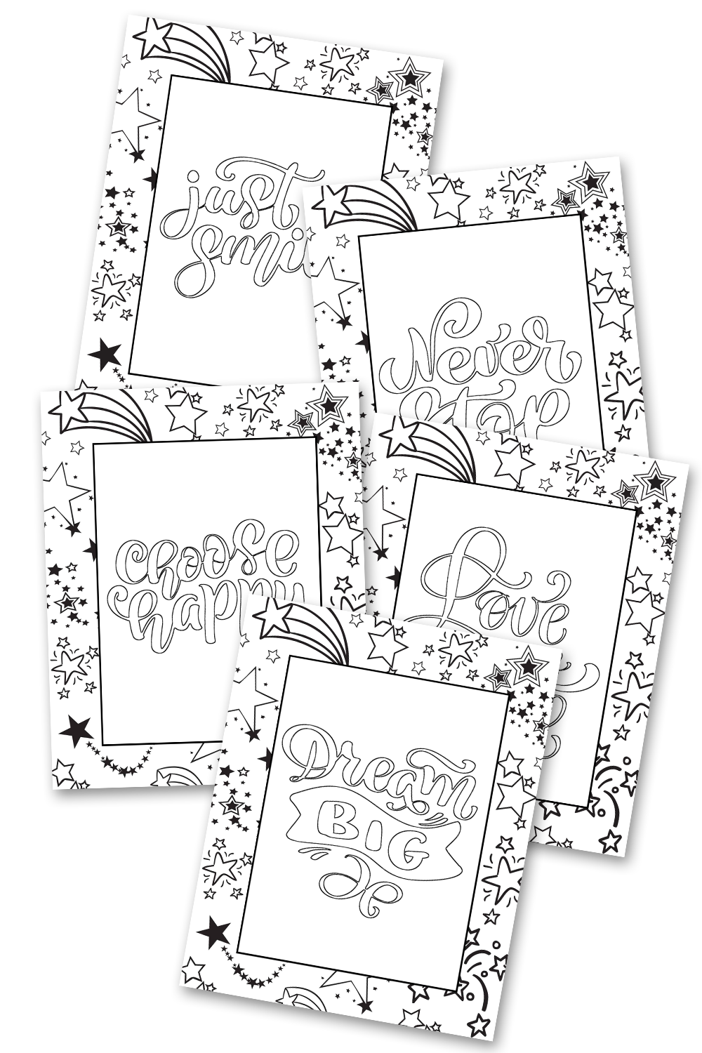 Happy Stars Coloring Sheets