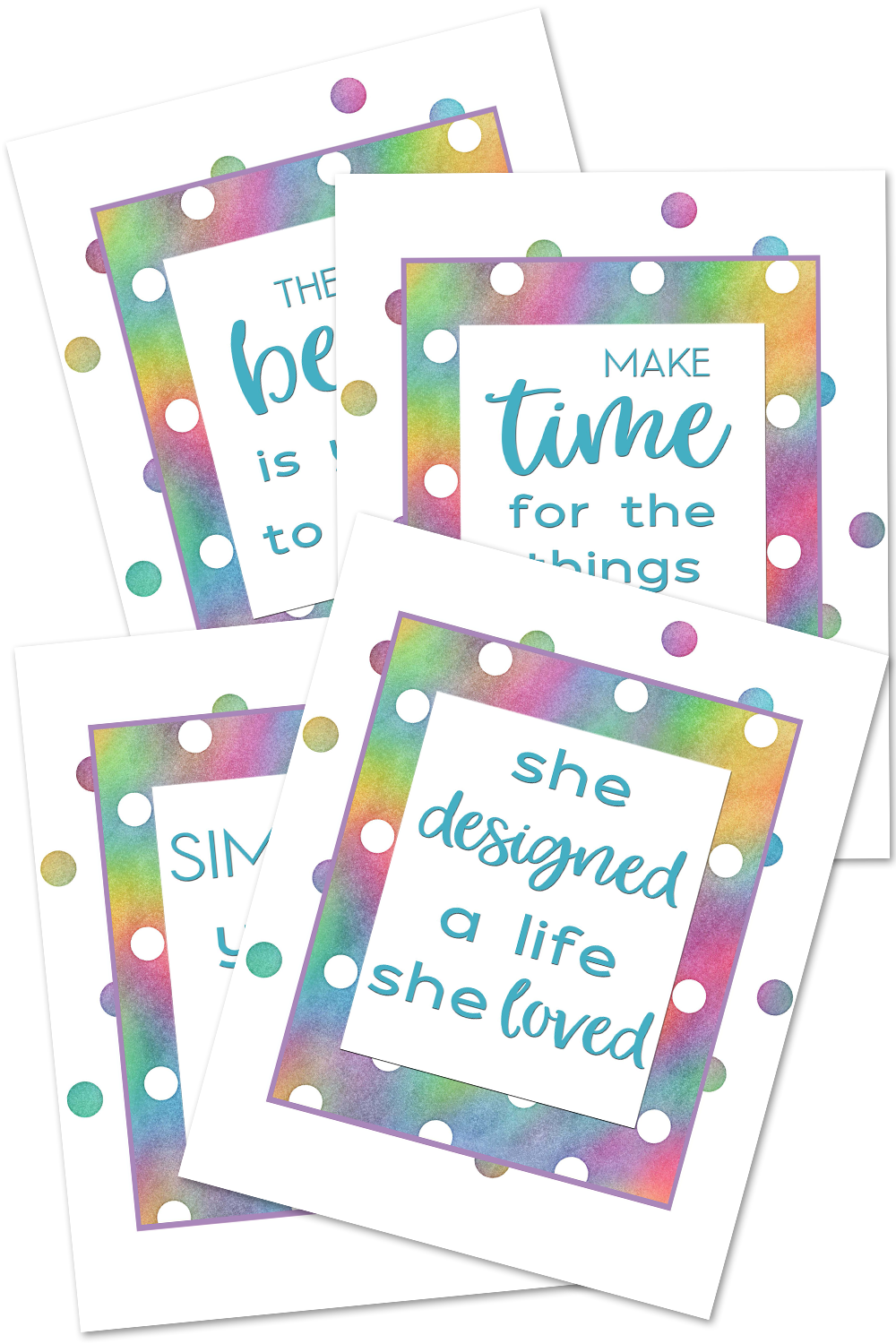 Inspirational Colorful Wall Art (Set of 4 Quotes)