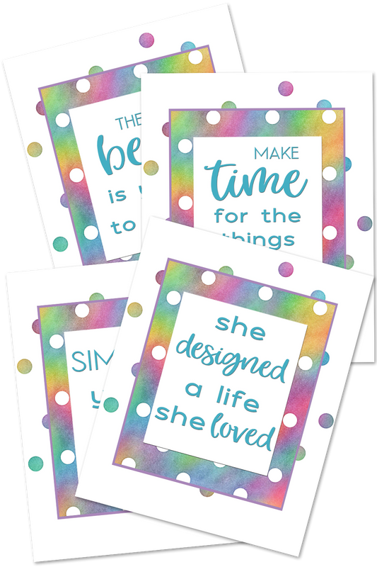 Inspirational Colorful Wall Art (Set of 4 Quotes)