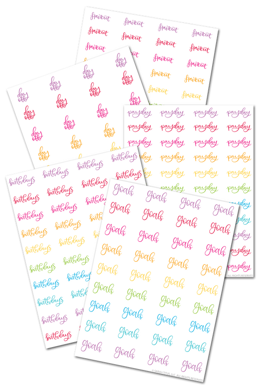 Most Common Planner Words Stickers