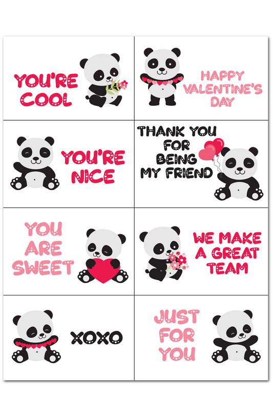 Panda Valentine's Day Cards