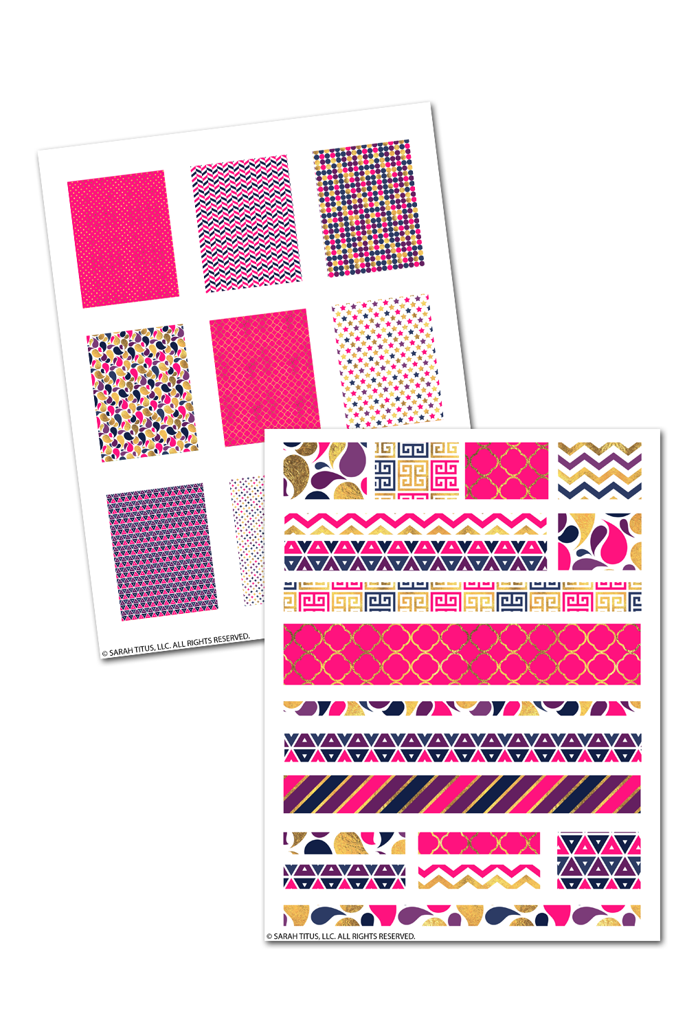 Pink & Gold Glam Planner Stickers, Washi Tape, Ribbons, and More