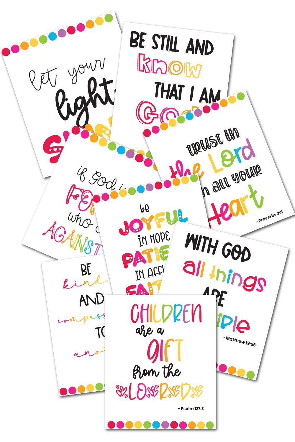 Rainbow Dots Bible Verse Wall Art