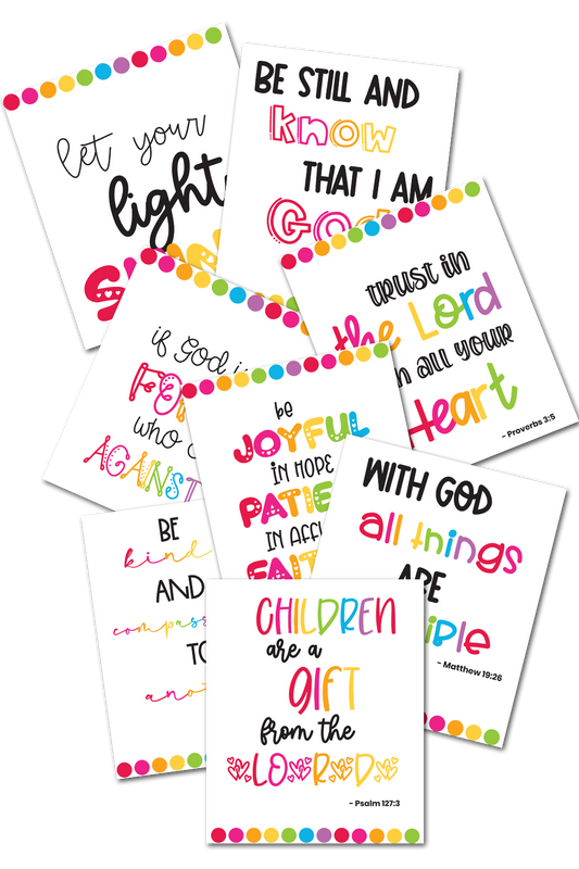 Rainbow Dots Bible Verse Wall Art