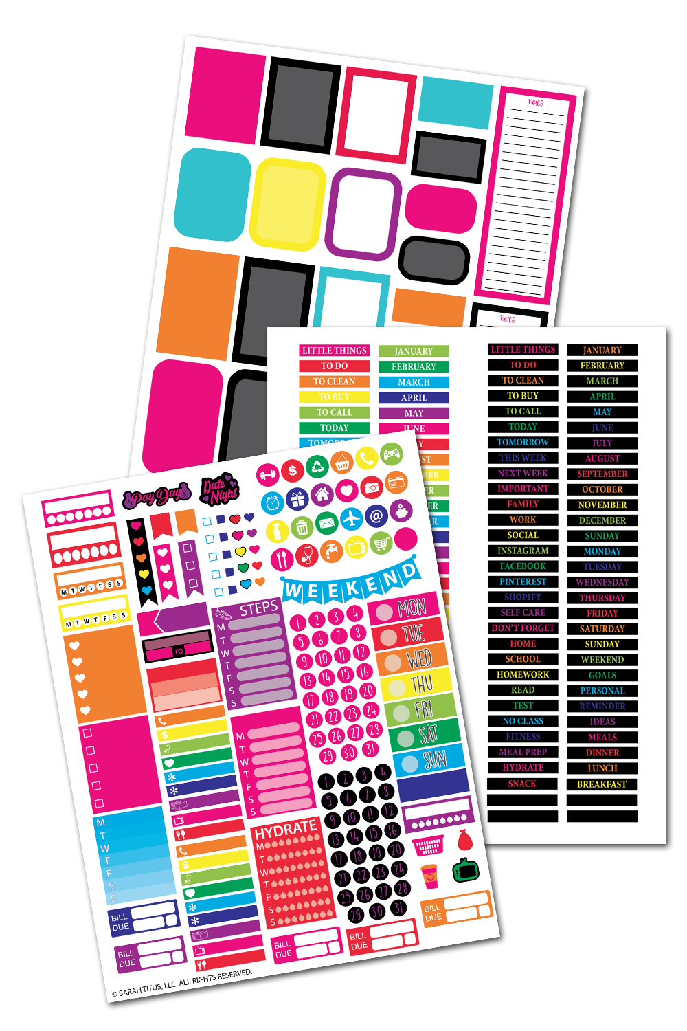 Rainbow Planner Sticker Sheets