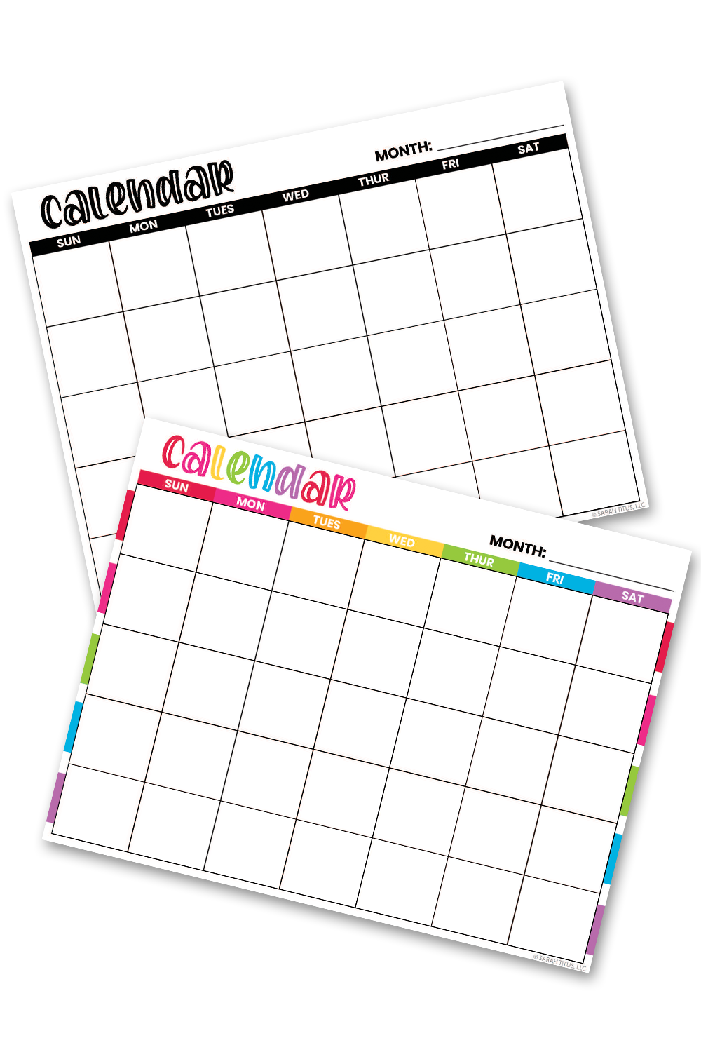 Undated Calendar Set (Rainbow & B/W)