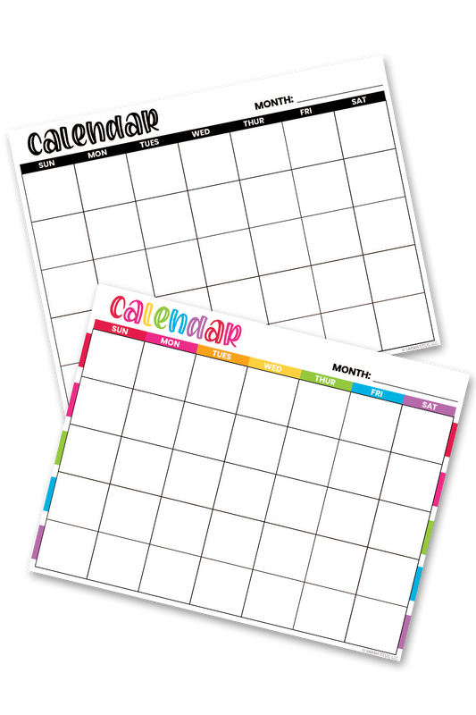 Undated Calendar Set (Rainbow & B/W)